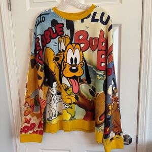 Disney Graphic Pluto Pullover Sweatshirt - Yellow Multicolor